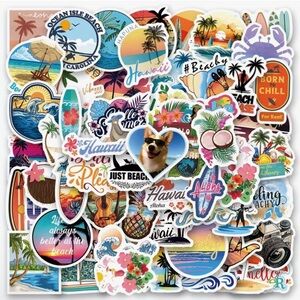75 Tropical Hawaii Stickers Beach Surf Coconuts Sunsets Pineapple Hibiscus